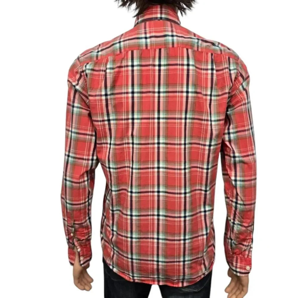 J. Crew Lightweight Shirt Men S Red Plaid Check Button down Long Sleeve